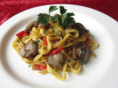 Паста с куриной печенью Паста с куриной печенью
